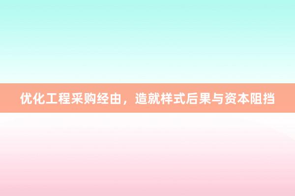 优化工程采购经由，造就样式后果与资本阻挡