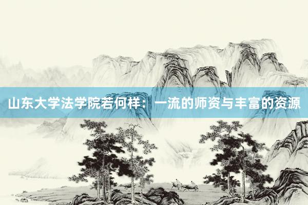 山东大学法学院若何样：一流的师资与丰富的资源