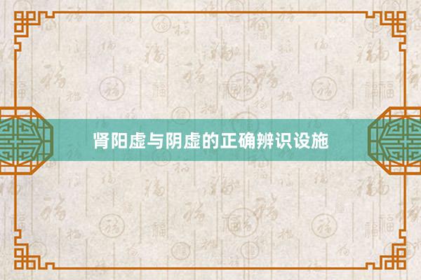 肾阳虚与阴虚的正确辨识设施